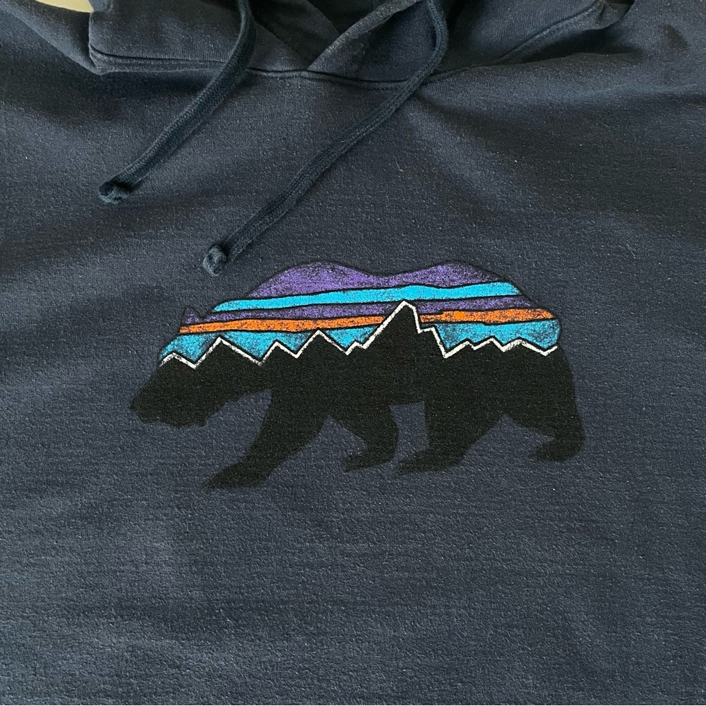 Patagonia Bear Uprisal Hoody Mens Navy Blue Size L - Picture 2 of 5